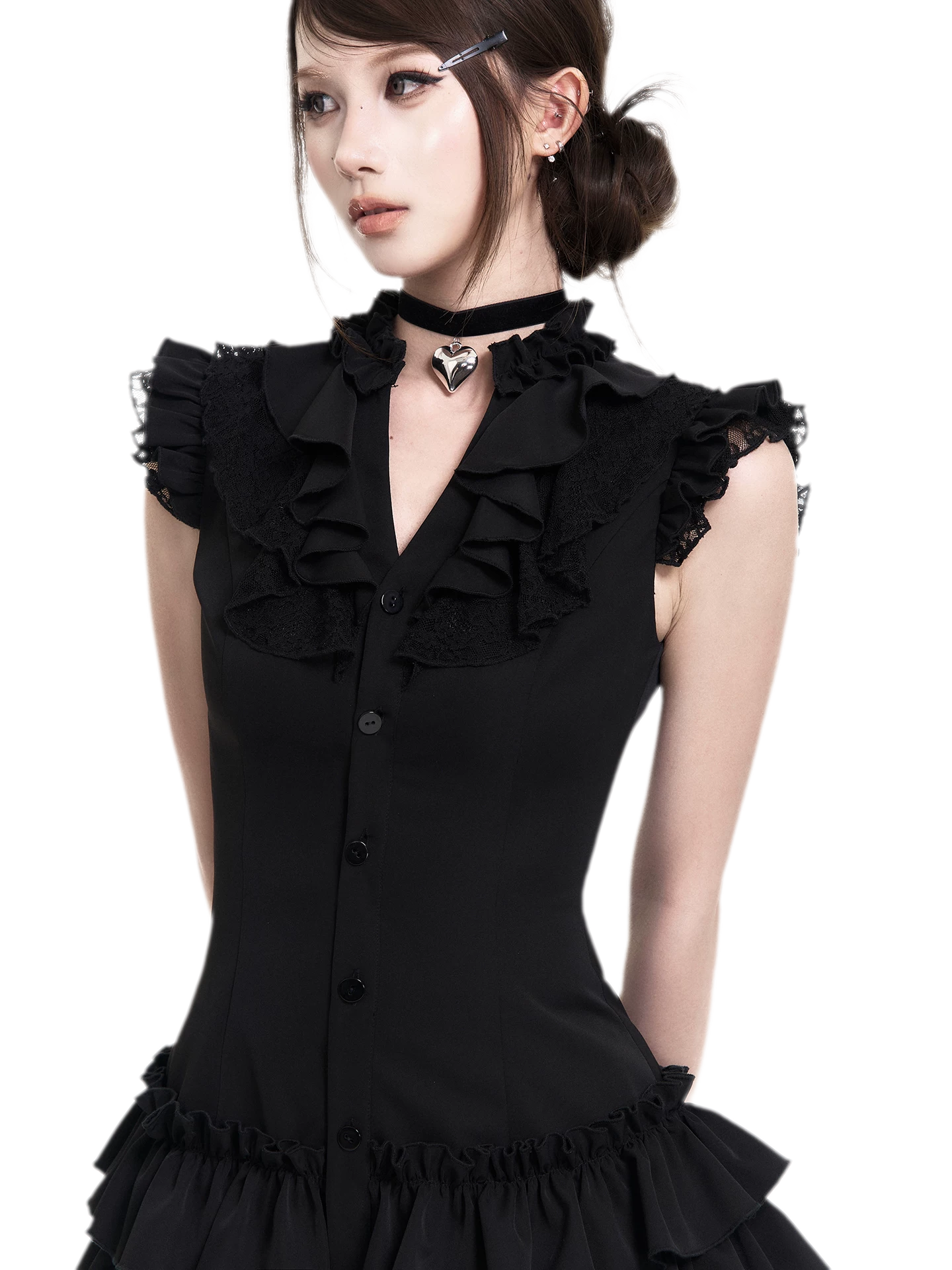 Lace Ruffle Dress Set