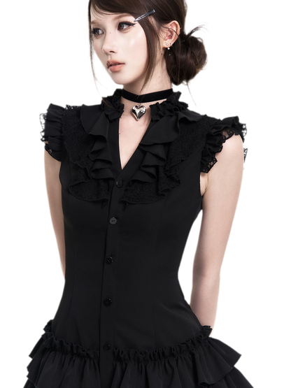 Lace Ruffle Dress Set