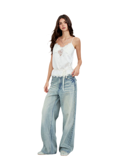 Lace Tie Waist Satin Camisole