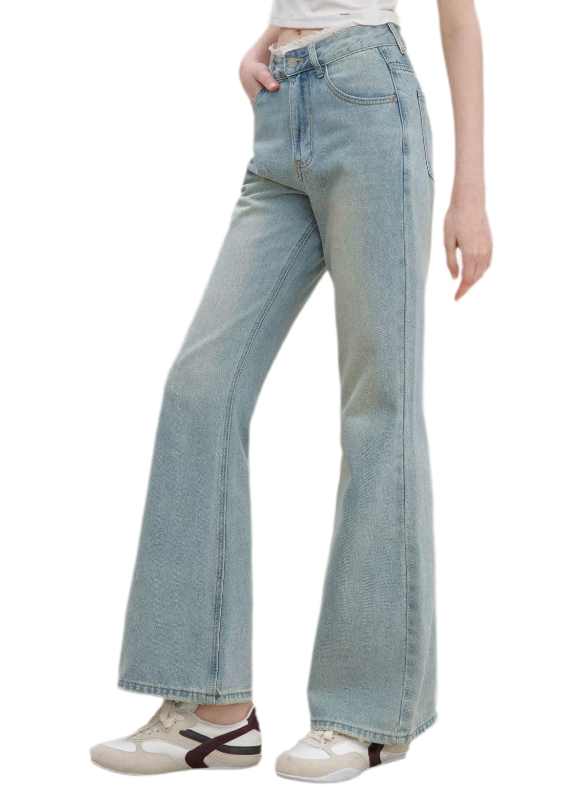Lace Trim Flare Jeans