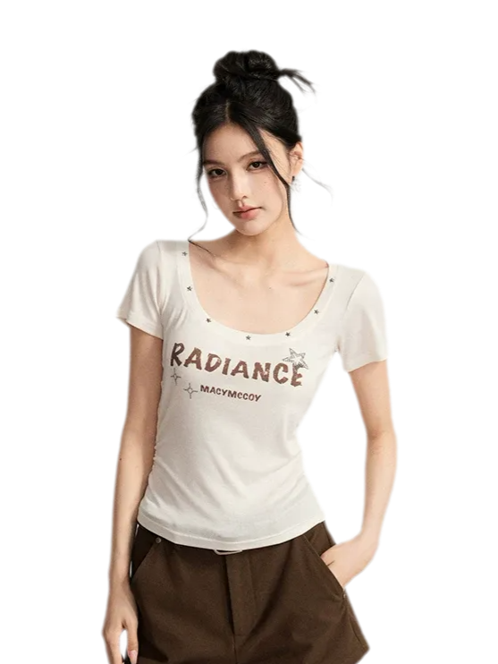 Tencel U-Neck Logo T-Shirt