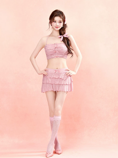 Ruffled Skirt Swim Set