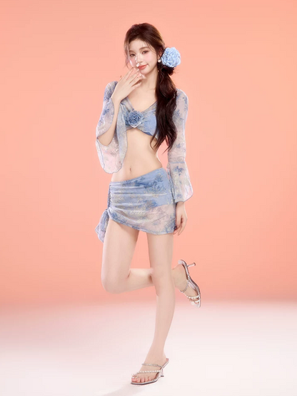 Blue Skirted Swim Set