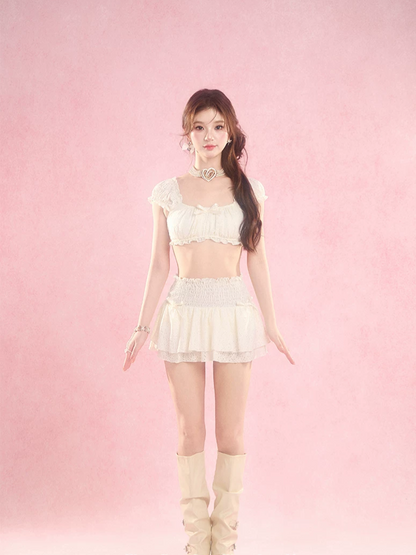 Lace Trim Swim Set
