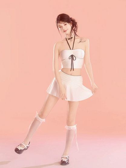 Pearl White Three-Piece Swimsuit
