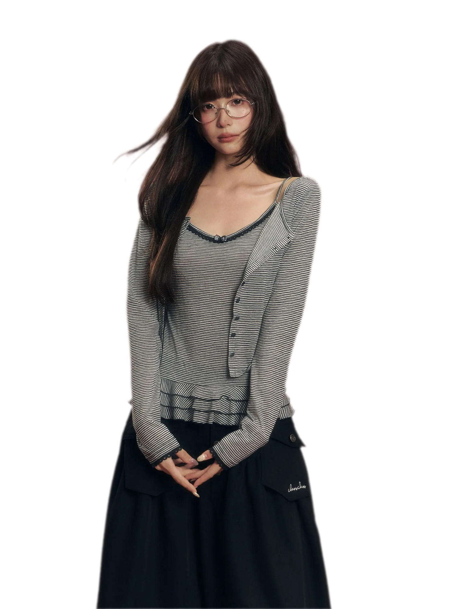 Striped Knit Cardigan Set