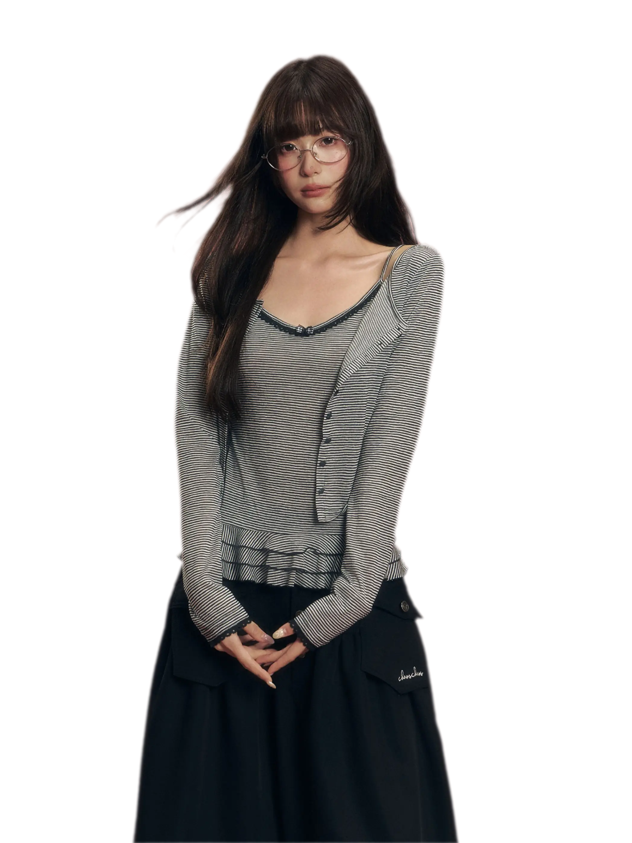 Striped Knit Cardigan Set