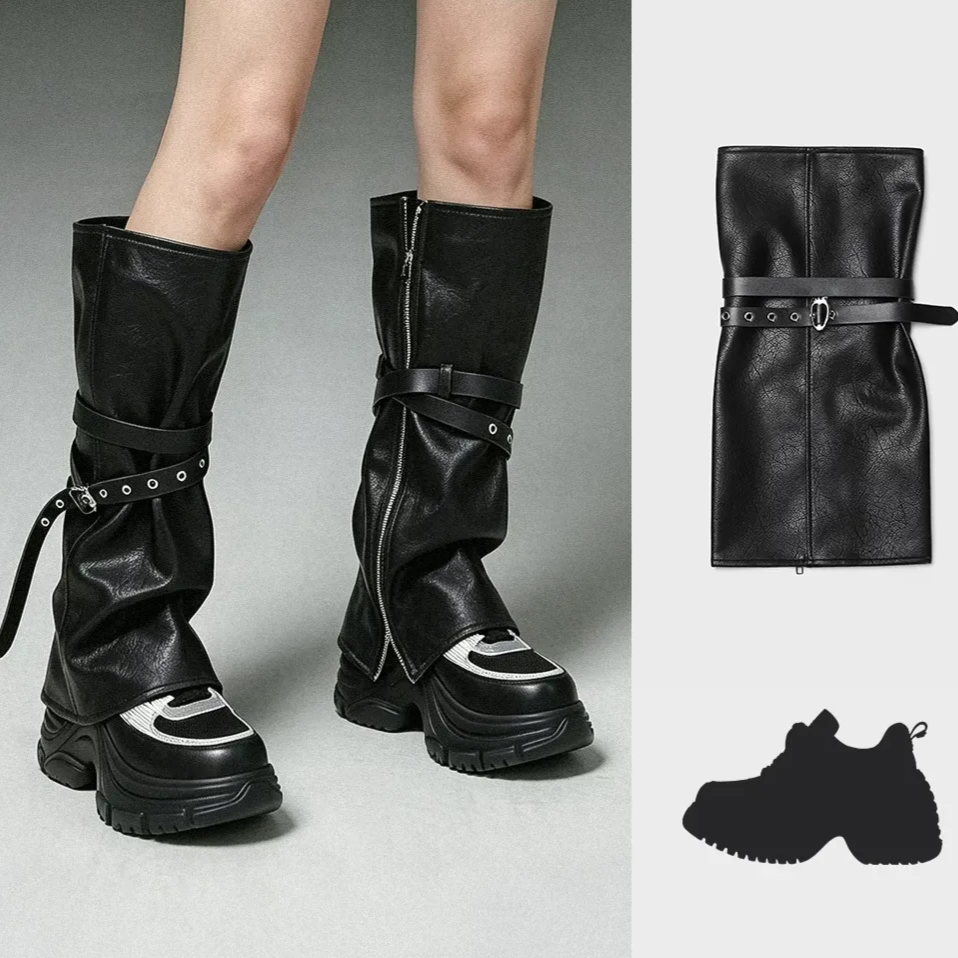 Leather-Textured Slouch Legwarmers