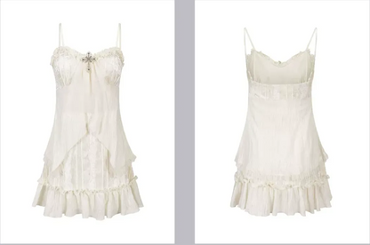 Lace Ruffle A-Line Dress