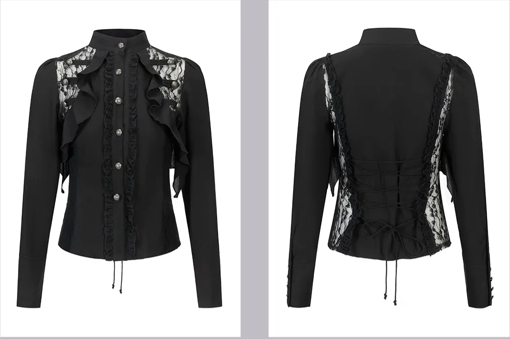 Lace Ruffle Waist Blouse