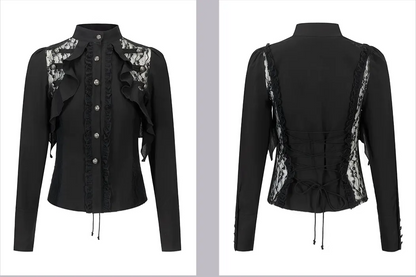 Lace Ruffle Waist Blouse