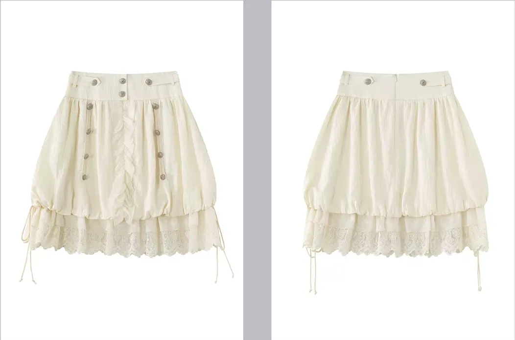 Lace Patchwork Bubble Skirt