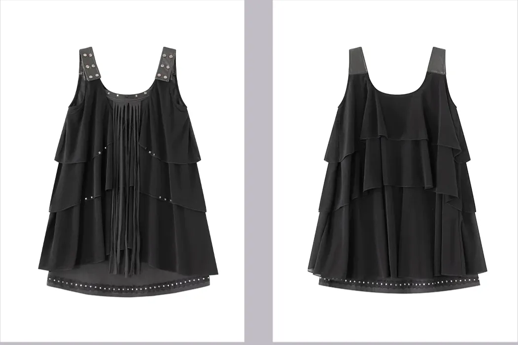 Ruffle Rivet Tiered Cami Dress