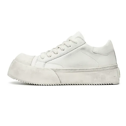 Distressed Leather Low Sneakers