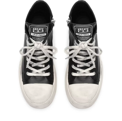 Distressed Leather High-Top Sneakers