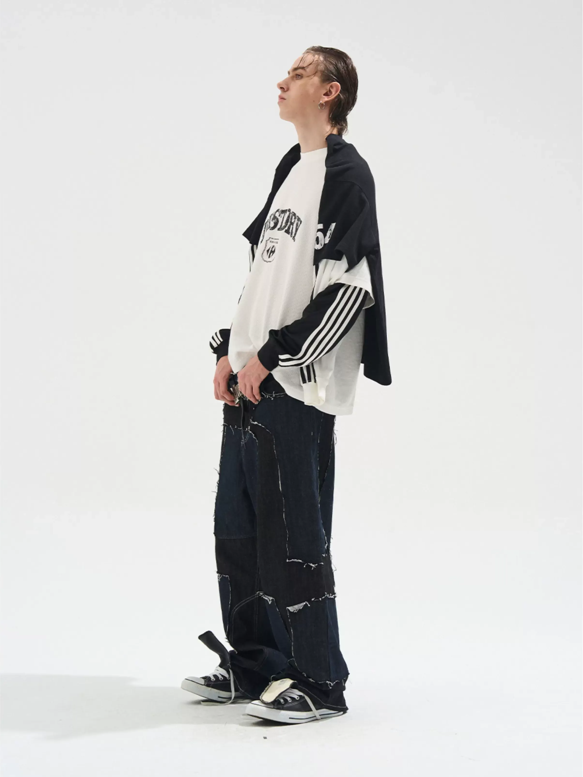 Distressed Graphic Layered Long-Sleeve Tee