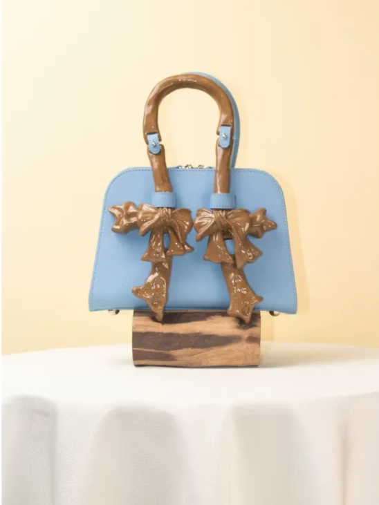 Ceramic Glossy Bow Structured Handbag