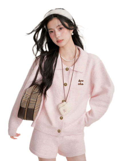 Wool Blend Collared Knit Set