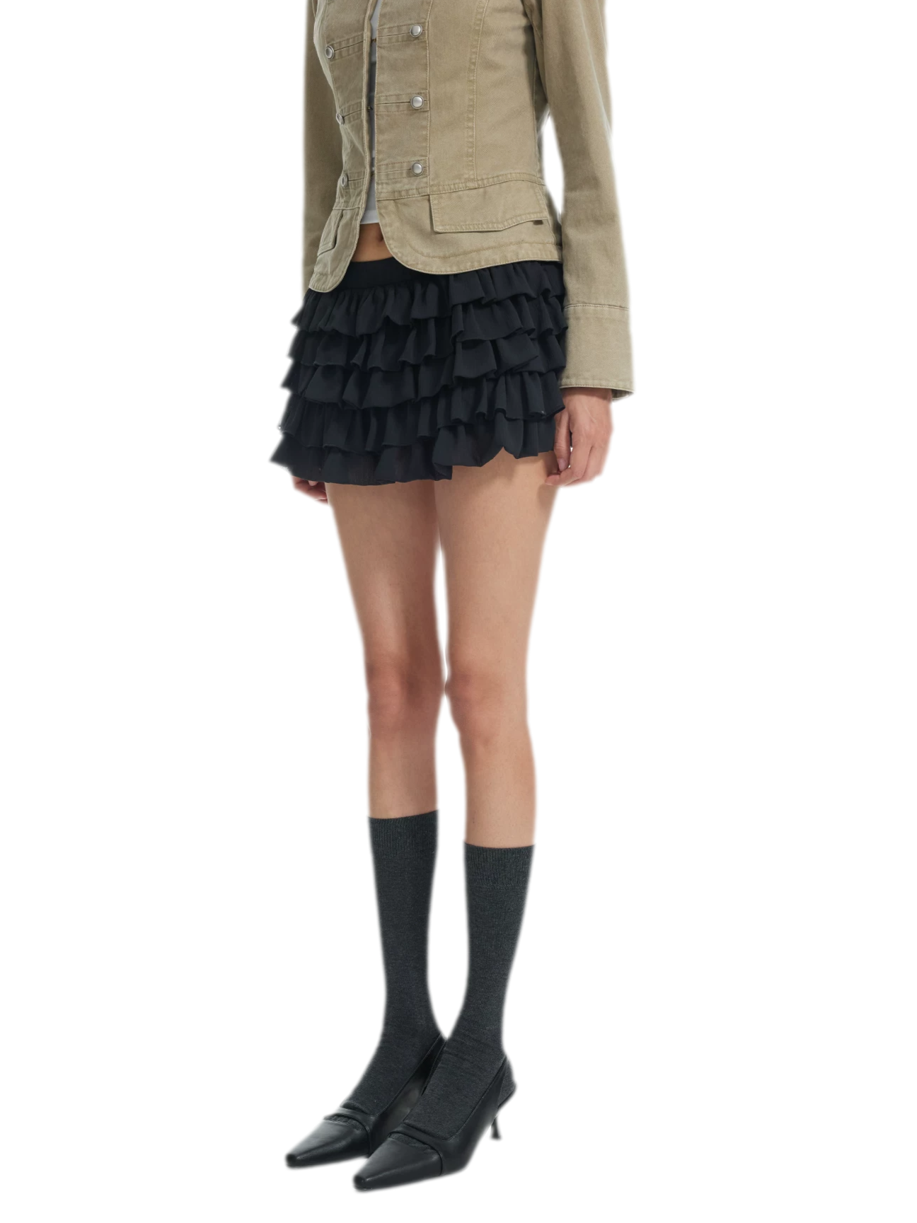 Tiered Ruffle A-Line Skirt