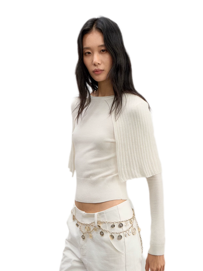 Ribbed Cape Knit Sweater