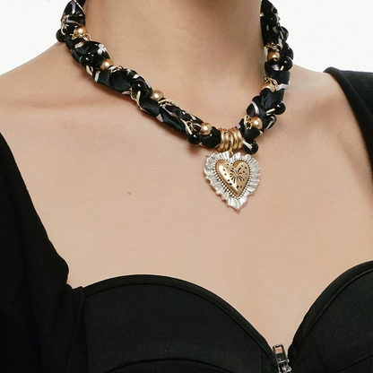 Vintage Heart Scarf Necklace