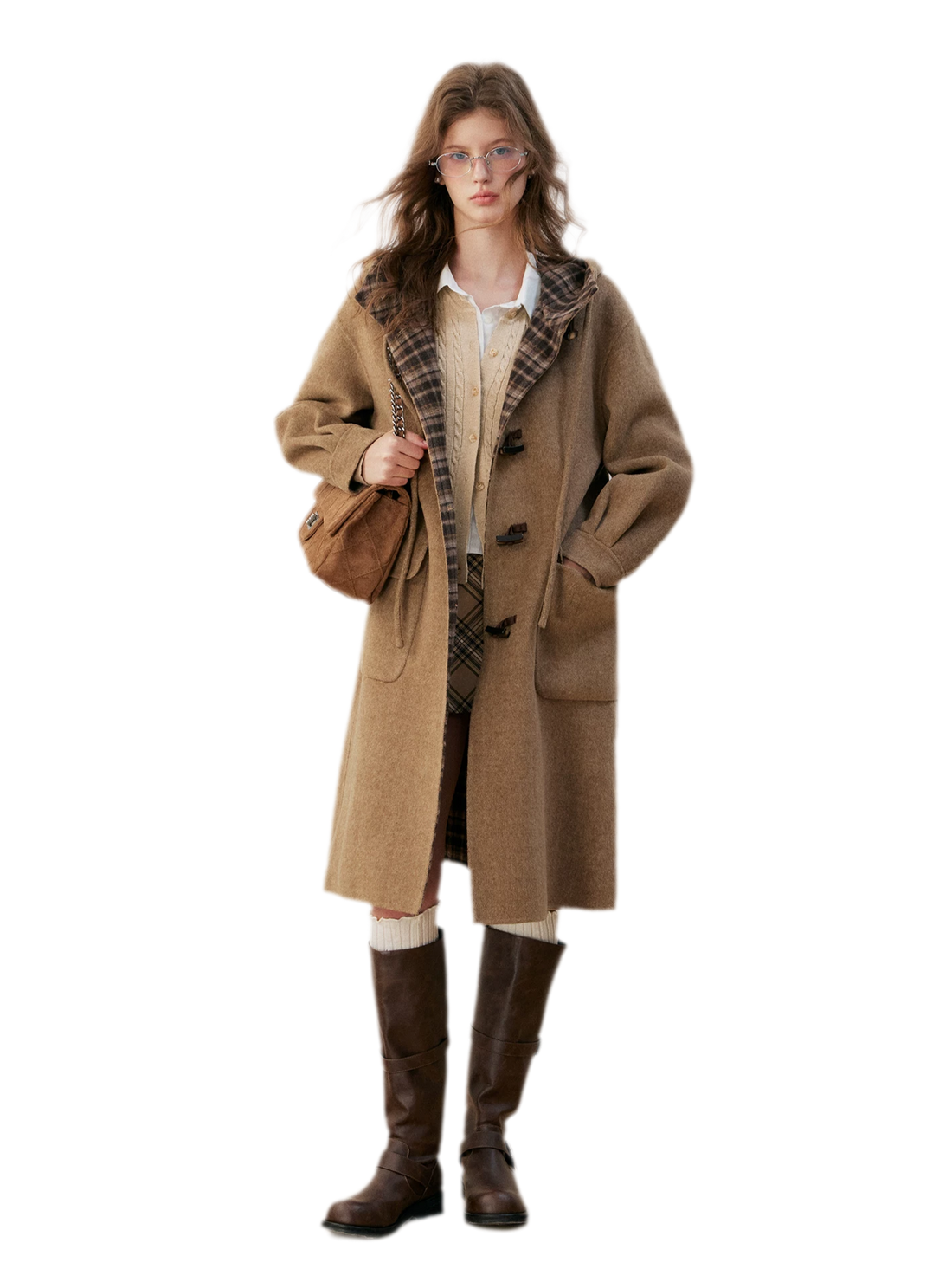 Merino Plaid Toggle Coat