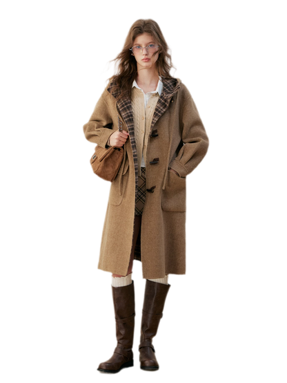 Merino Plaid Toggle Coat