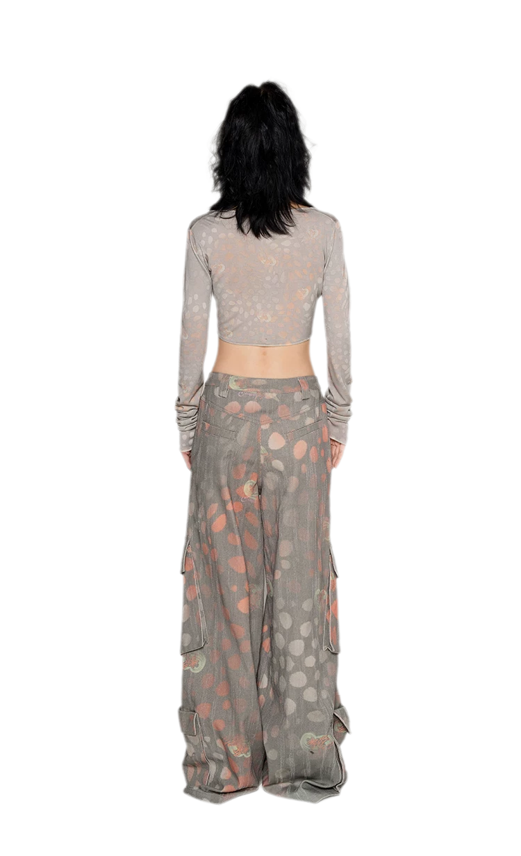 Printed Wide-Leg Cargo Pants