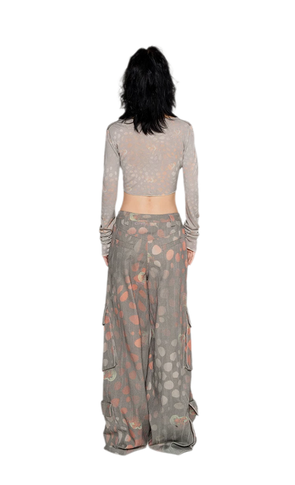 Printed Wide-Leg Cargo Pants