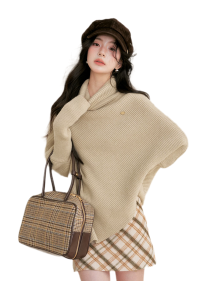 High Neck Poncho Sweater