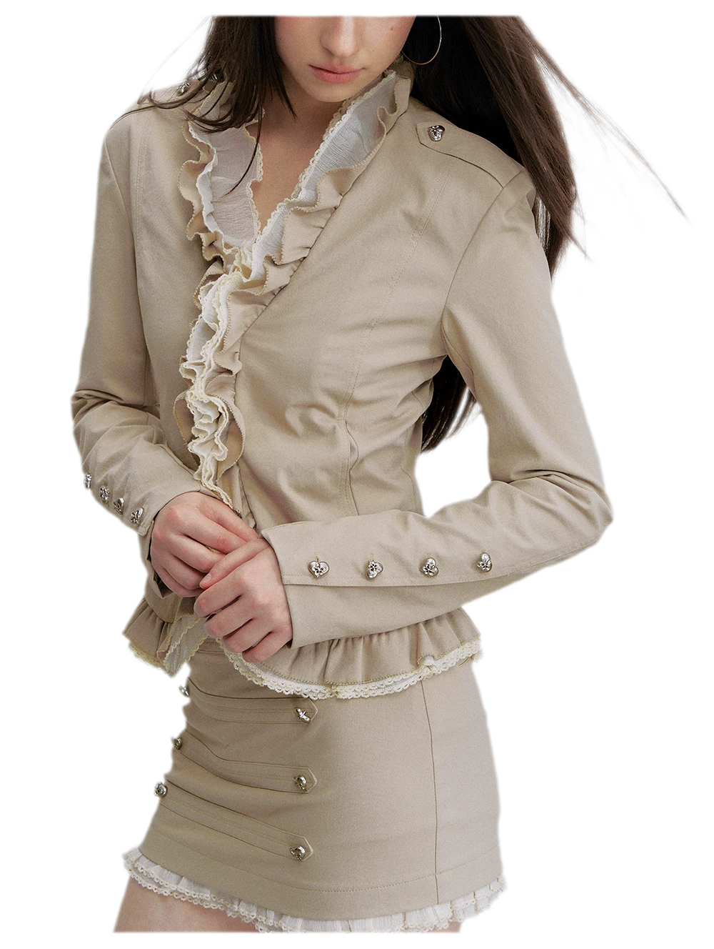 Ruffle Mesh Waist Jacket