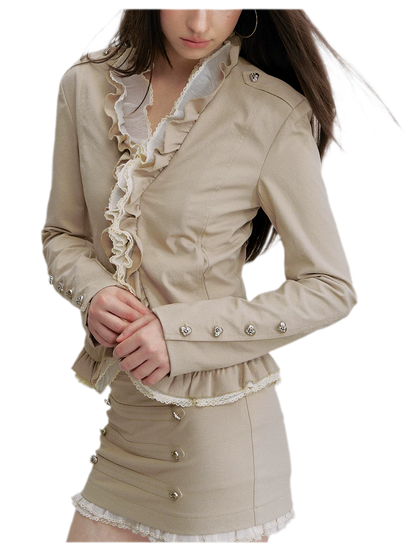 Ruffle Mesh Waist Jacket