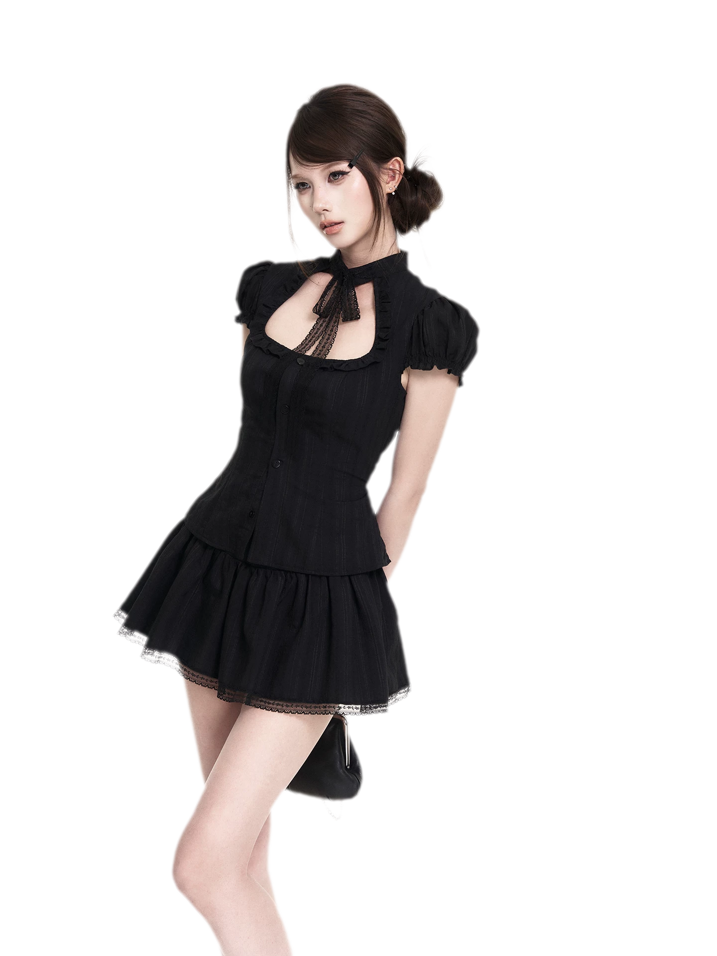 Lace Puff Sleeve Set