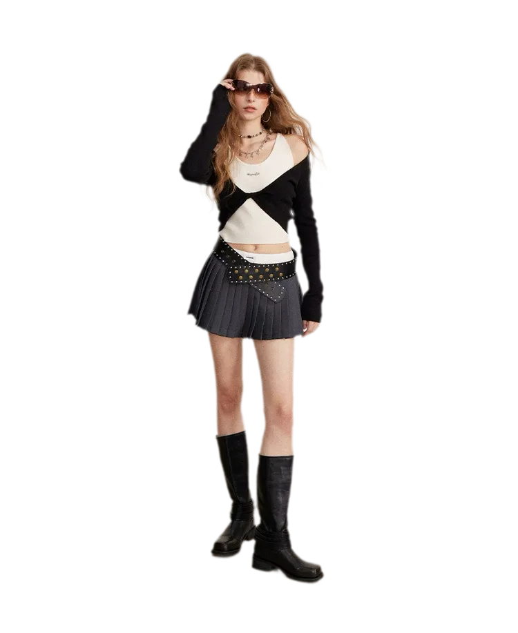 Color-Block Faux Two-Piece Knit Top
