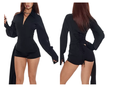 Draped Zipper Shirt Dress