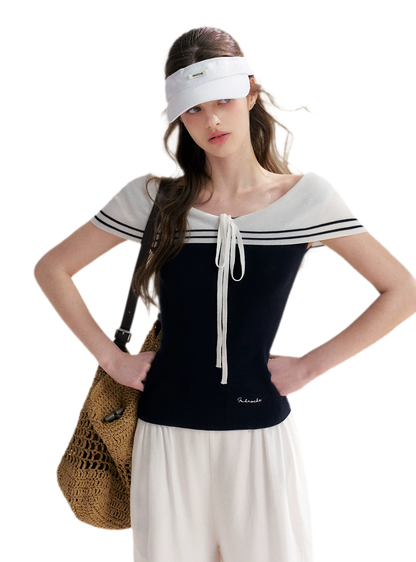 V-Neck Tie Knit Top