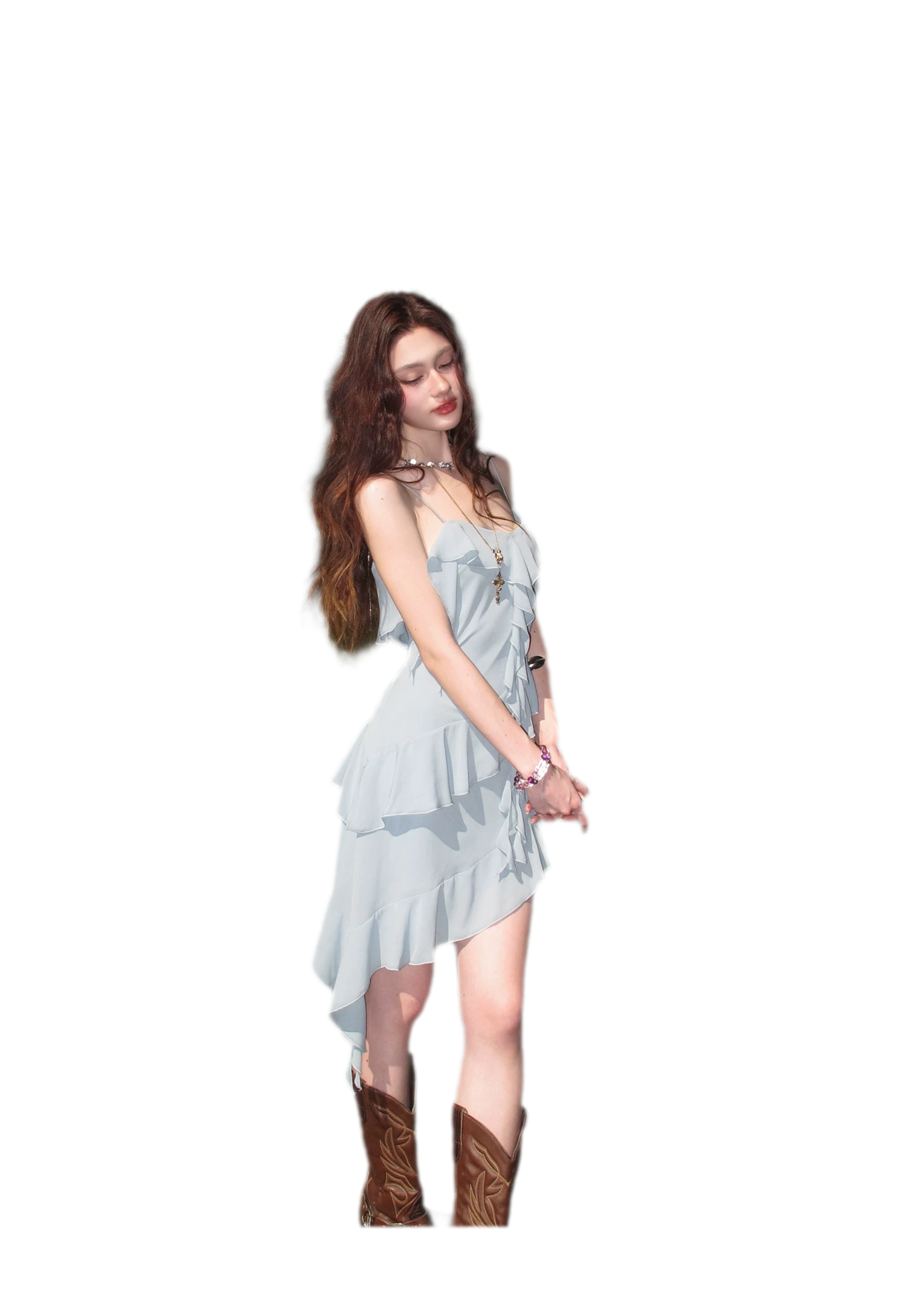 Ruffled Asymmetric Cami Dress