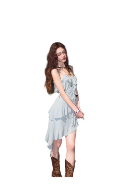 Ruffled Asymmetric Cami Dress
