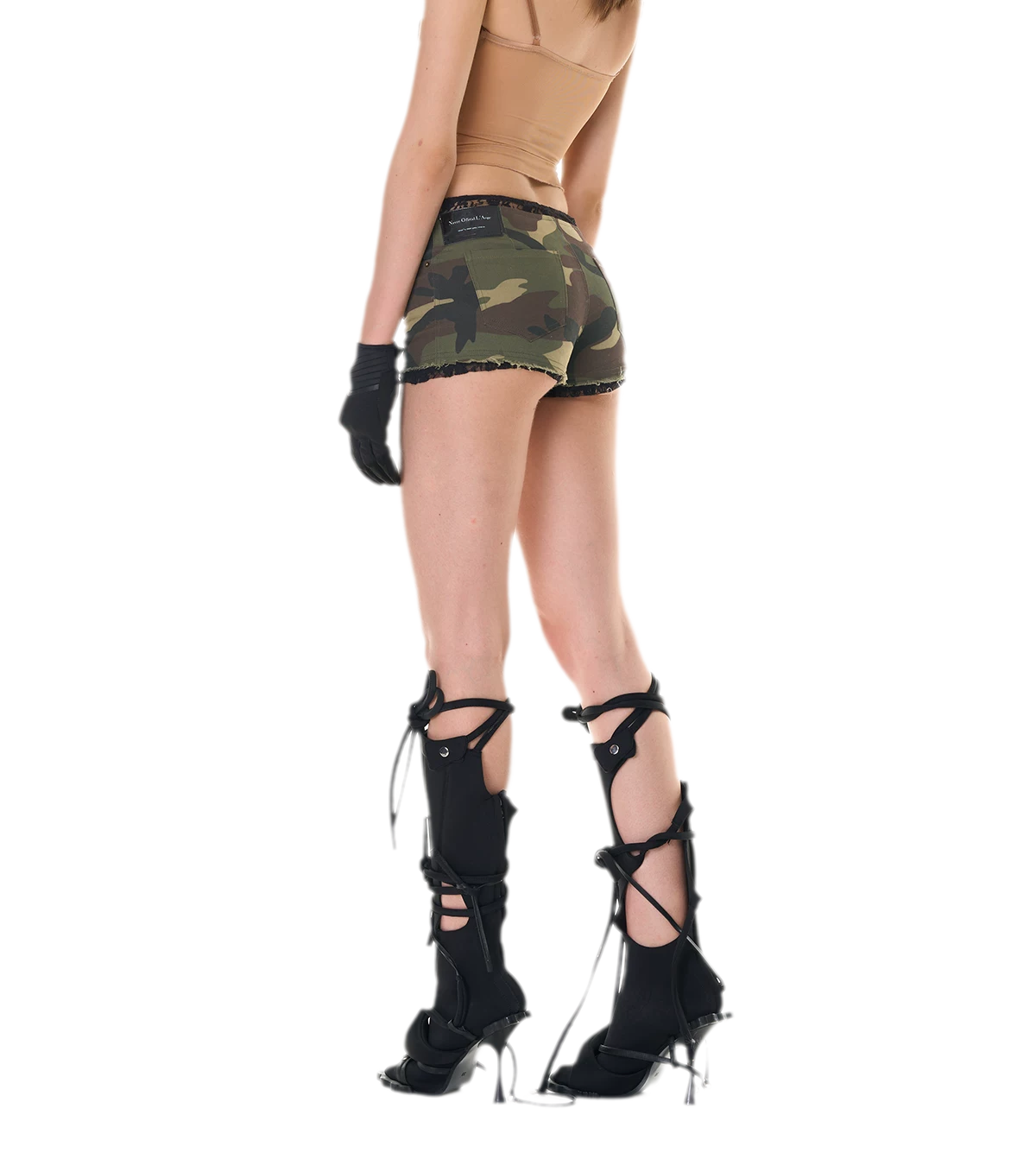 Camouflage Lace Trim Shorts