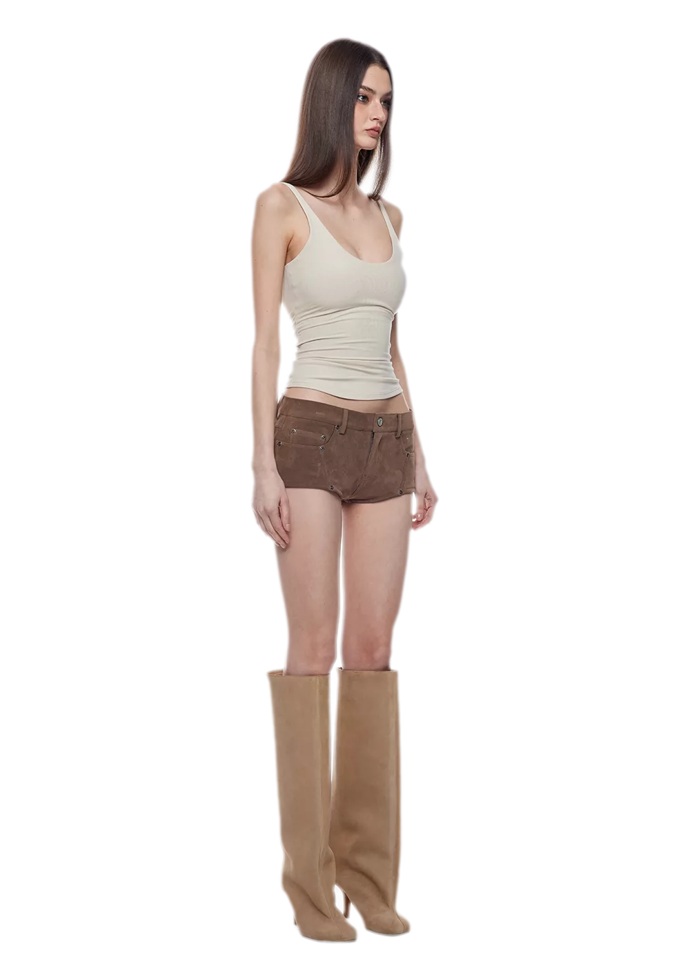 Suede-Effect Low-Rise Shorts