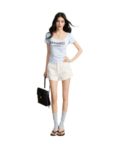 Rhinestone Cotton Summer Shorts