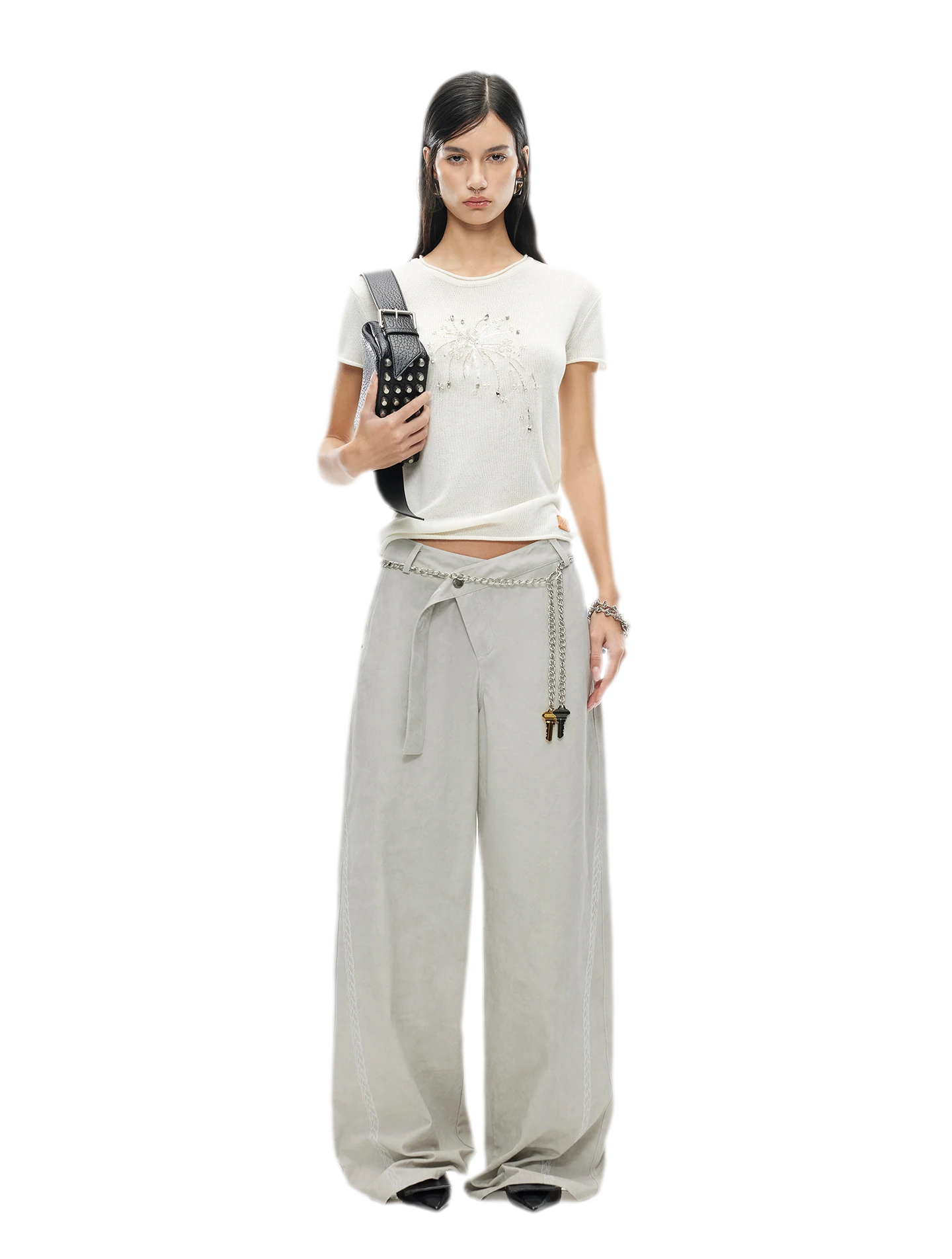 Wheat Ear Wide-Leg Casual Pants