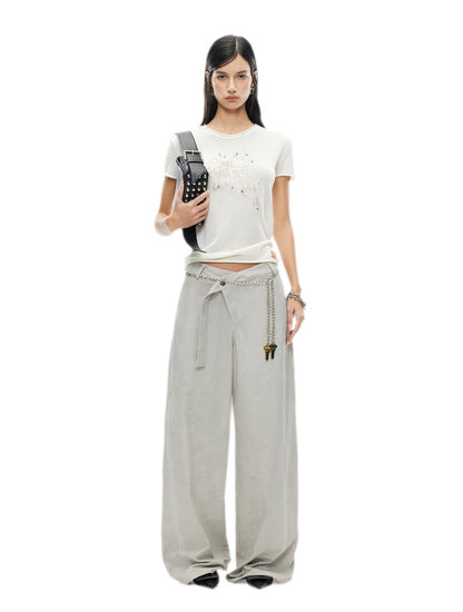 Wheat Ear Wide-Leg Casual Pants