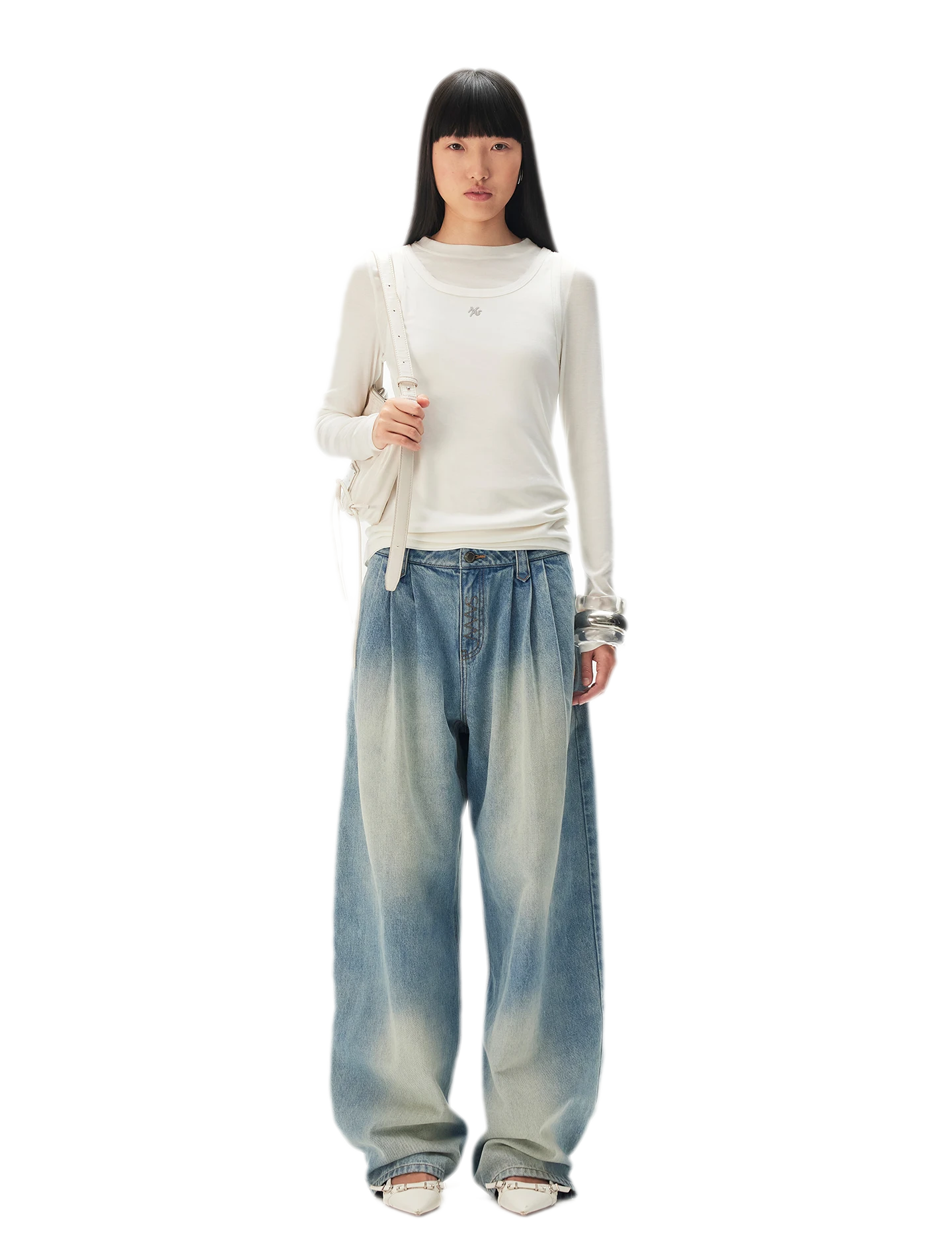 Lyocell Layered Long Sleeve Tee