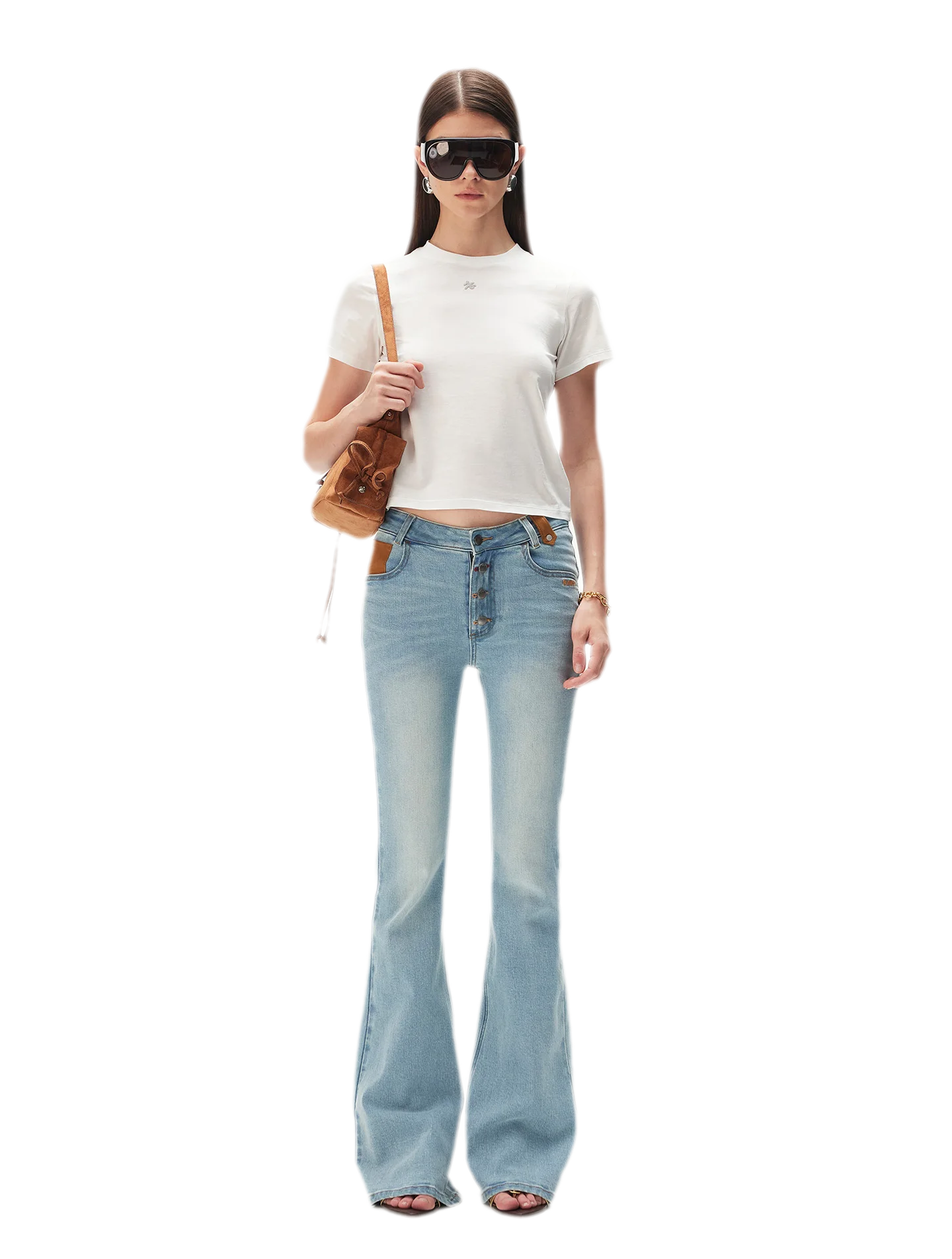 Contrast Wash Slim Flare Jeans