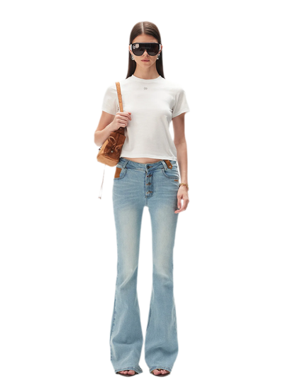 Contrast Wash Slim Flare Jeans