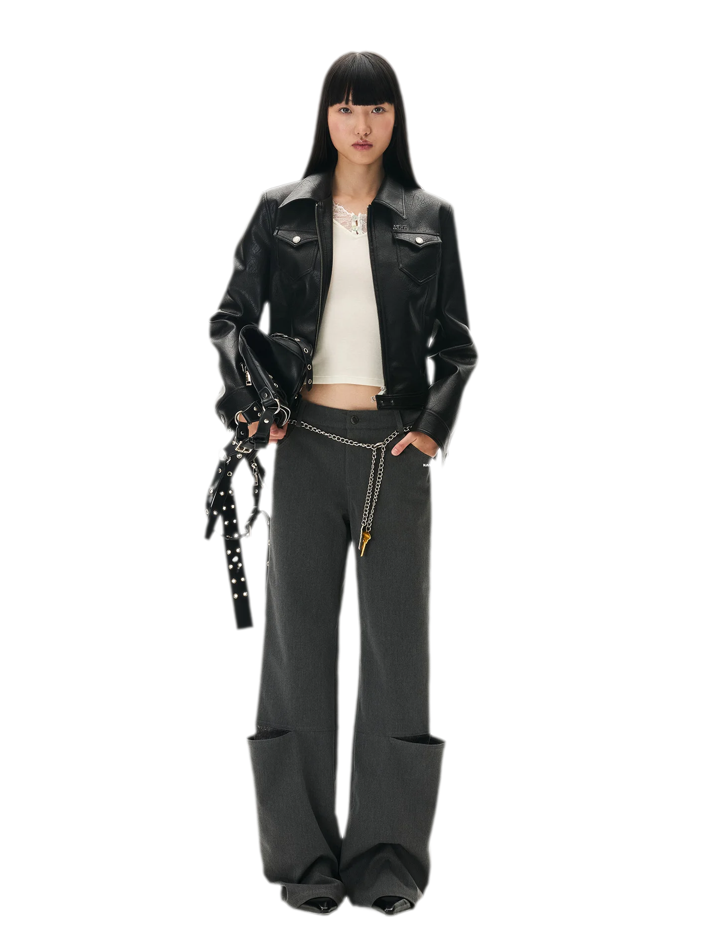 Wool Lace Low-Rise Trousers