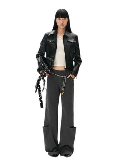 Wool Lace Low-Rise Trousers
