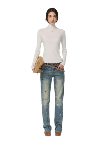 Gewaschene Distressed-Slim-Jeans