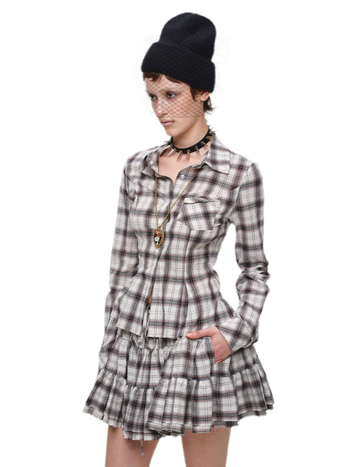 Plaid Tiered Skirt Set